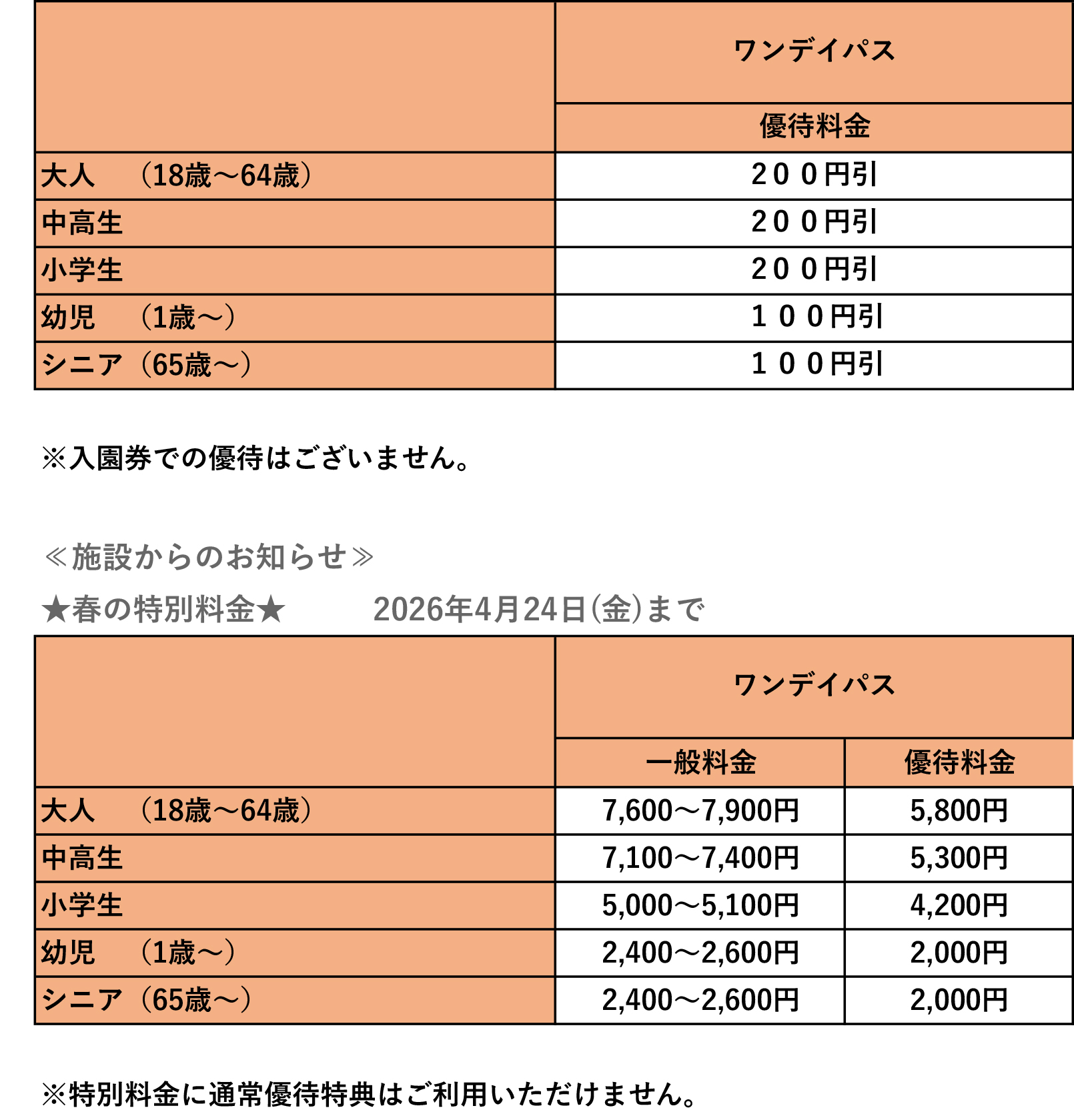 料金表