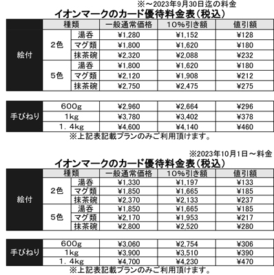 料金表